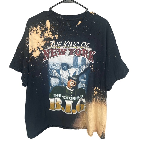 Horizon Notorious B.I.G Shirt Adult XXL 2X Black Bleach Dye King of New York - Picture 1 of 8